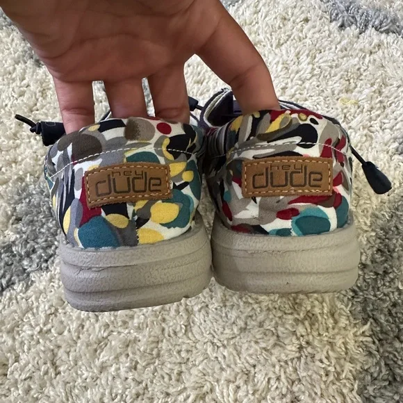 Hey Dude WOMENS Blue Loafers with Colorful Accents - Picture 2 of 5